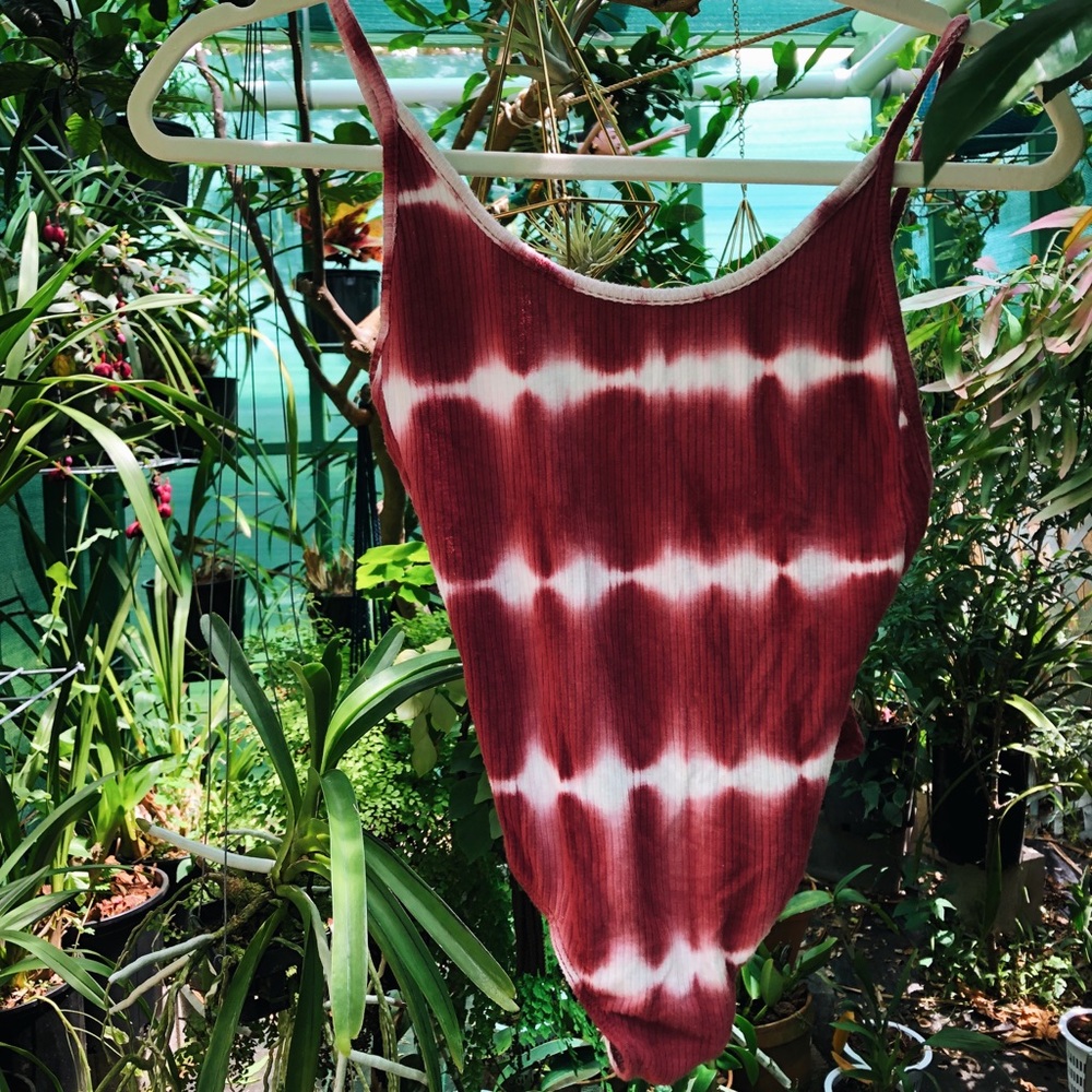 Red & White Low Back Bodysuit